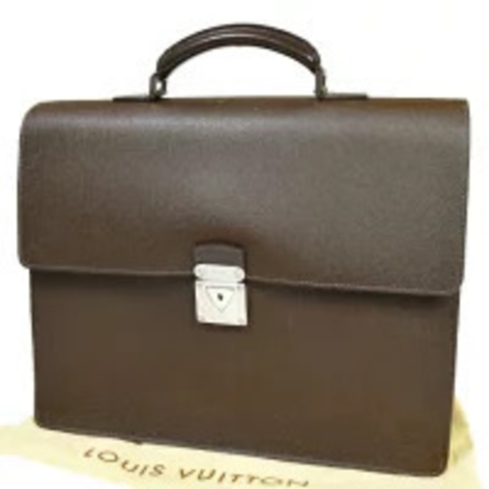 Louis Vuitton Robusto Briefcase Business Bag Taiga Grizzly Brown Leather